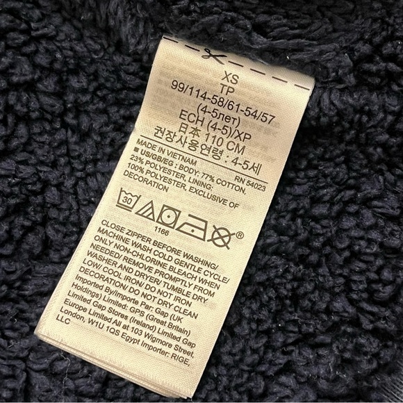 GAP Sweater Youth Kids Boys Extra Small Blue Arch Sherpa Fleece Camo Zip Hoodie - Picture 4 of 7